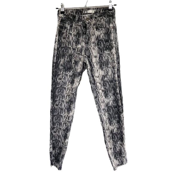Zara Snakeskin Skinny Jeans Grey Size 2 - Picture 1 of 6